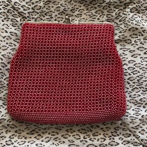 Vintage Red Beaded Bag